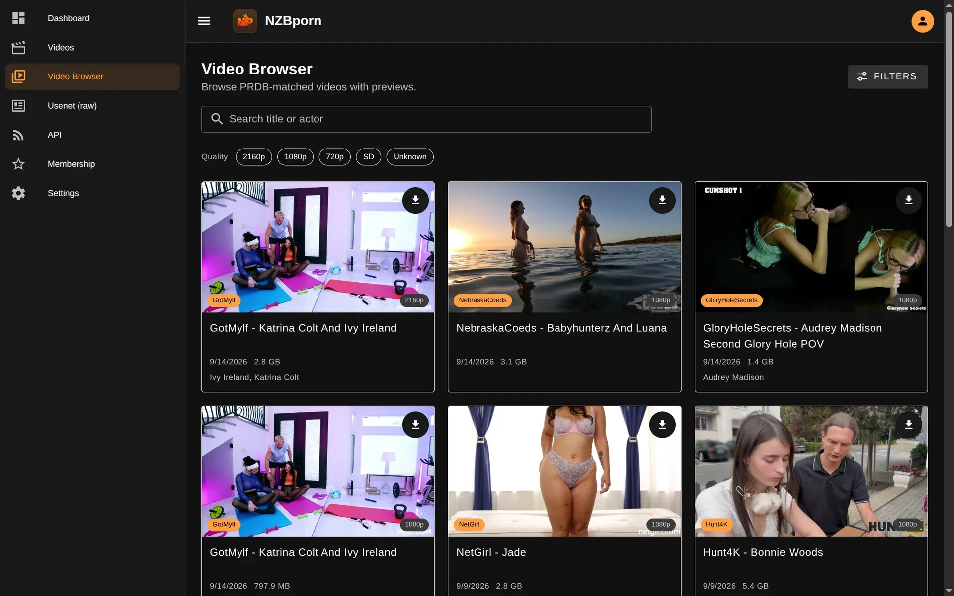 Video Browser, third page of the gallery